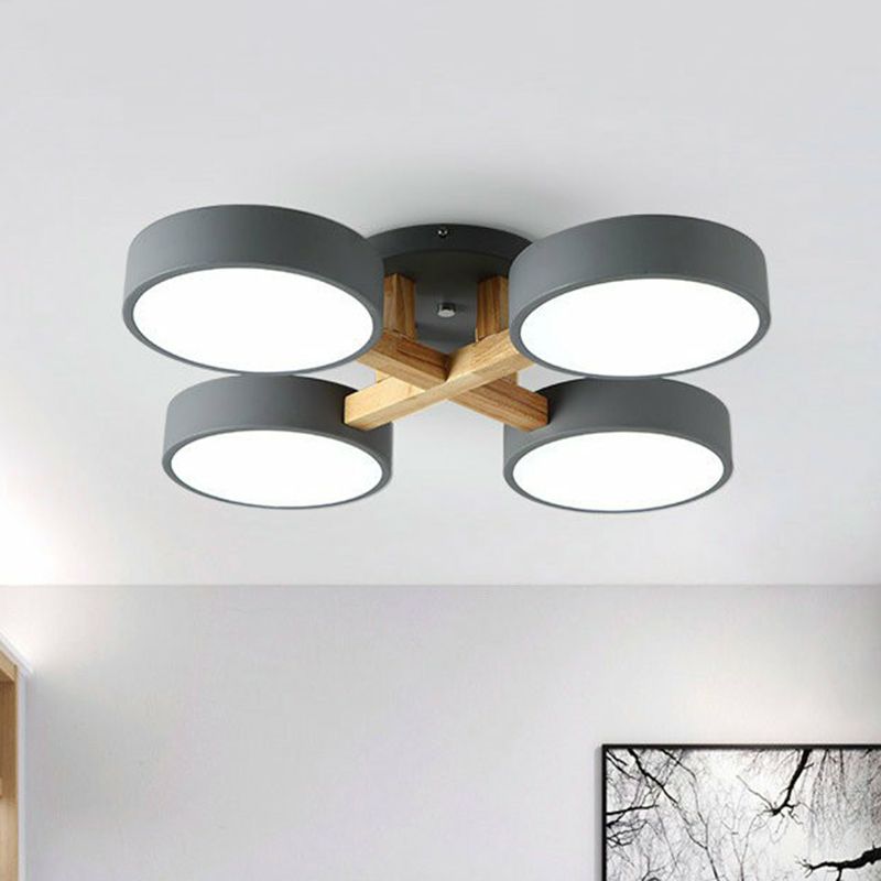 Lámpara de techo semi empotrada de estilo nórdico con sombra circular acrílica para sala de estar
