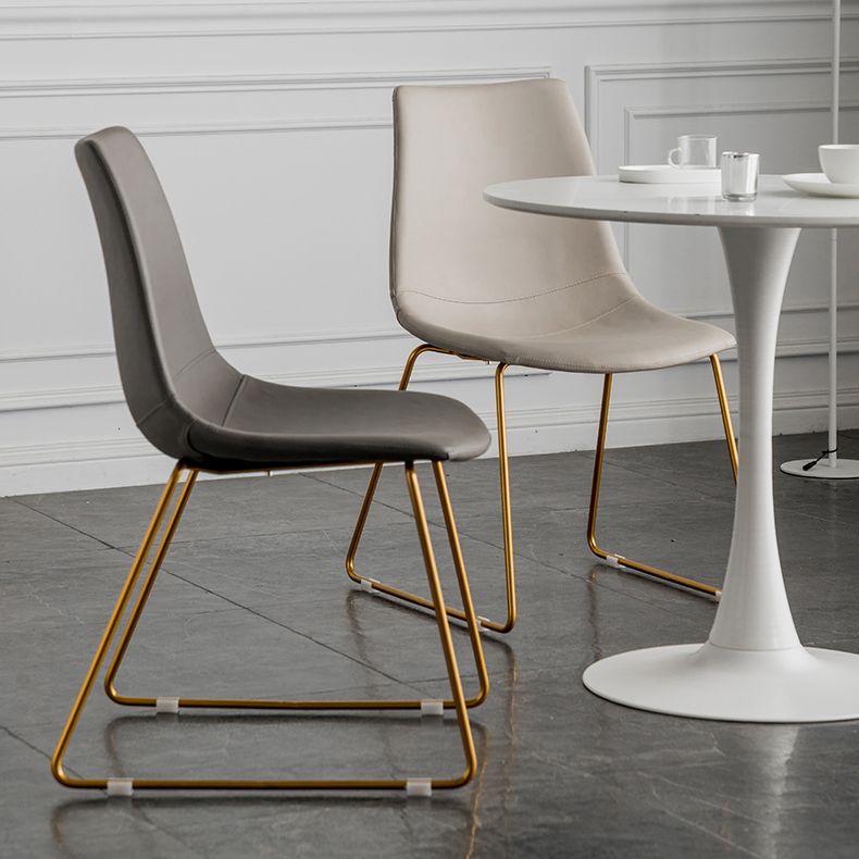 Scandinavian Design Solid Back Armless Dining Chairs Leather Dining Chairs