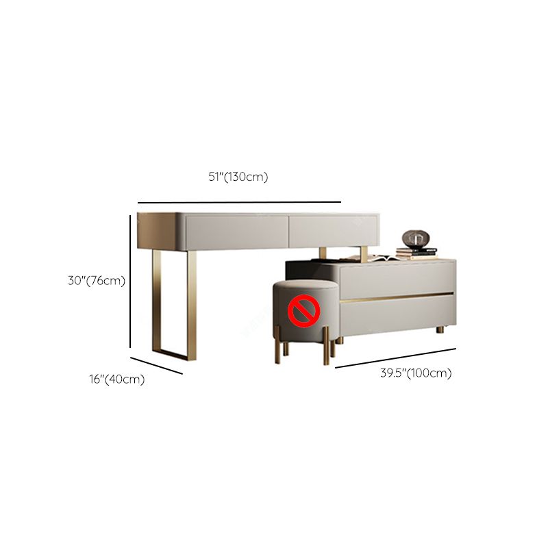 Glam 51.2" W Slate Vanity Desk and Stool in Gray with 4 Drawers