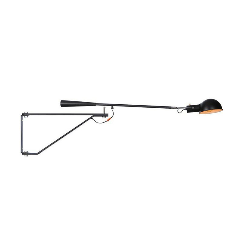 Telescopic Arm Studio Task Wall Light Industrial Iron 1 Head Black/White Plug-in Wall Lamp with Bowl Shade and Tri-Bracket