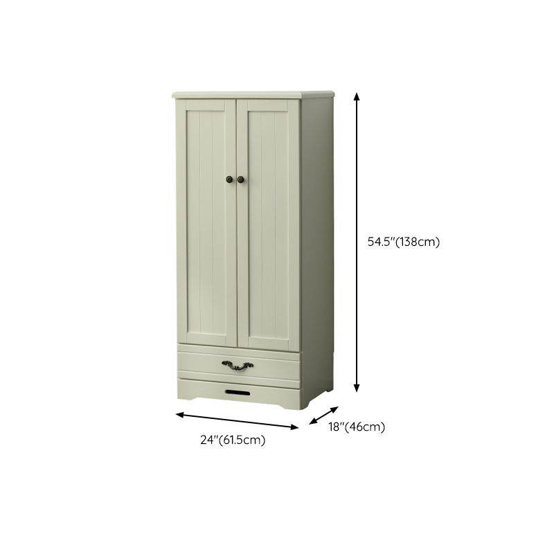 Solid Wood Kid's Wardrobe Contemporary Kids Closet with Lower Storage Drawers