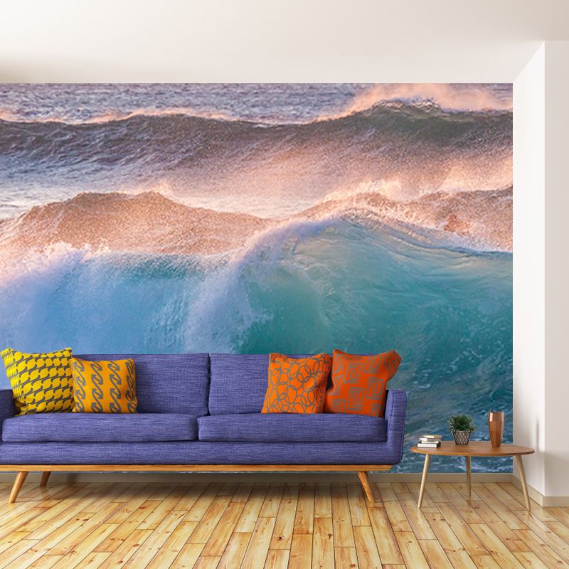 Photography Stain Resistant Wall Mural Wallpaper Sea Wave Sitting Room Wall Mural