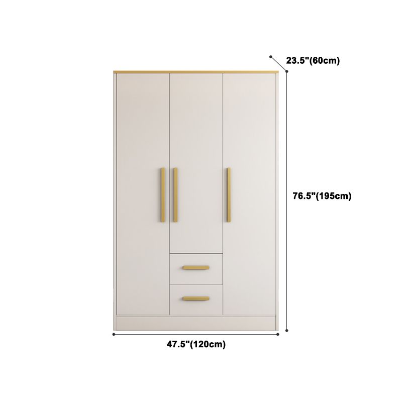 White Wardrobe Cabinet Contemporary Engineered Wood Wardrobe Armoire
