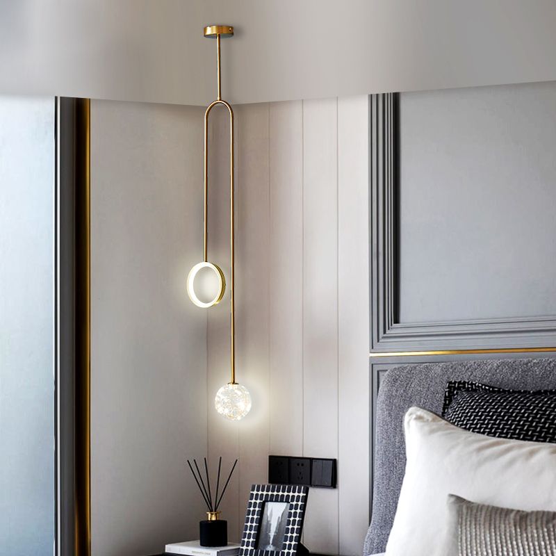 Ball Shape Glass Hanging Light Modern Style 2 lumières suspendues luminaire