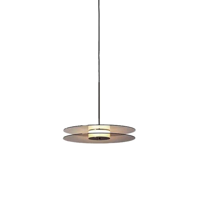Modern Artistic LED Hanging Lamp Wrought Iron Circular Pendant Light with Glass Shade