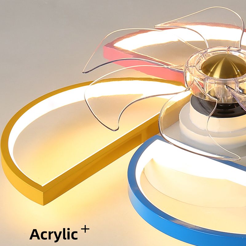 Modern Metal Ceiling Fan Lamp Cartoon LED Flush Mount Ceiling Light for Children's Room