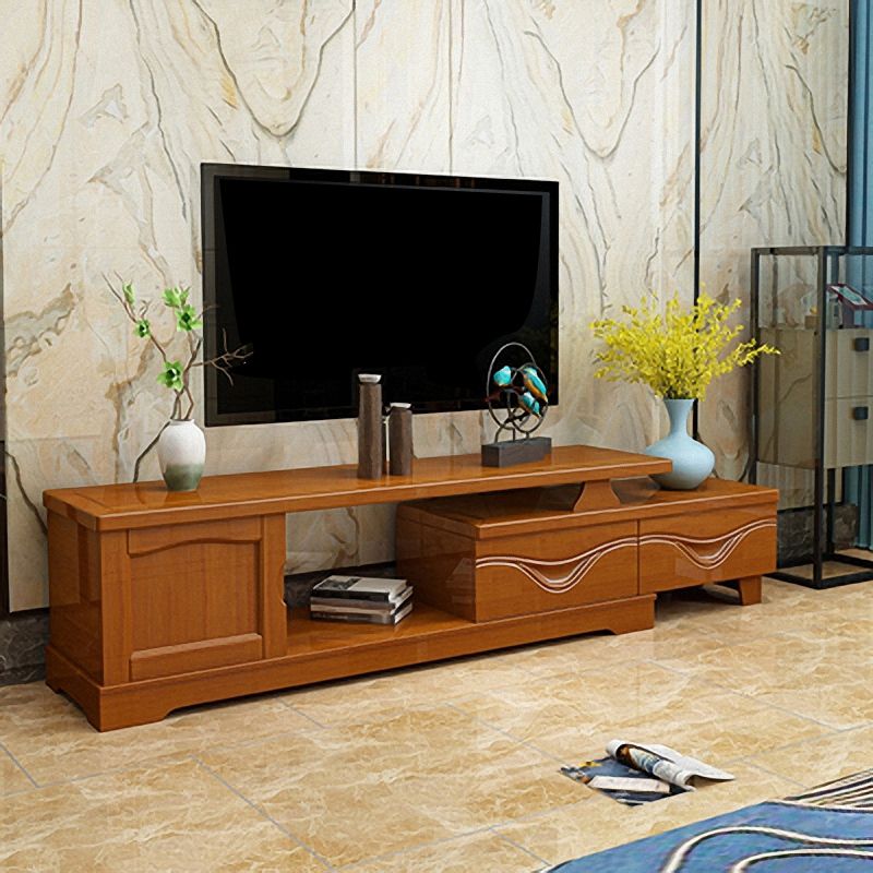 Wooden TV Stand Console Traditional Style Home TV Cabinet with Drawers