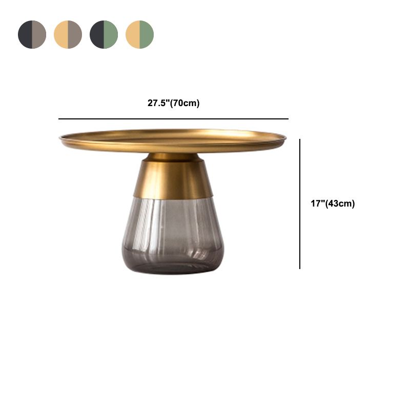 Mid-Century Modern Pedestal Tray Top Round Single Coffee Table