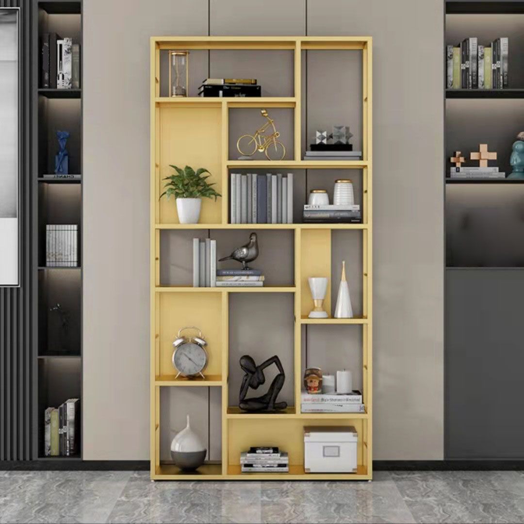 Modern Metal Bookcase Open Shelf Bookshelf for Living Room 79" H X 12" W