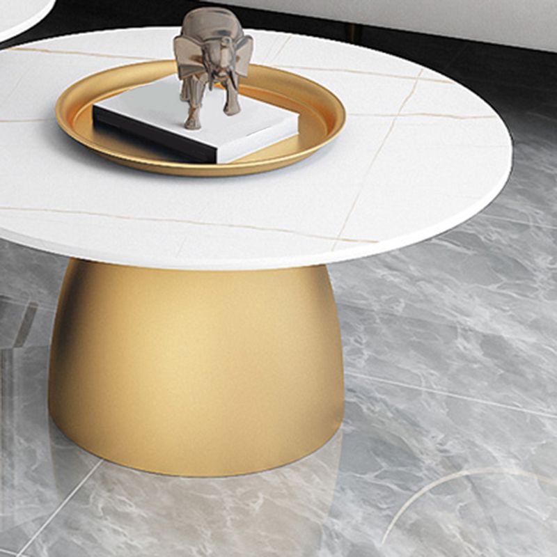 Mid-Century Modern Iron/Stone Coffee Table Dia 23.6"/31.5" Cocktail Table