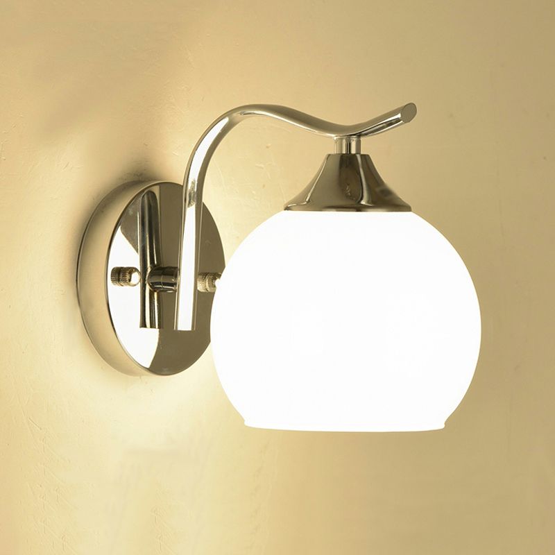 White Glass Dome Wall Lighting Fixture Modern Style Wall Light for Hallway
