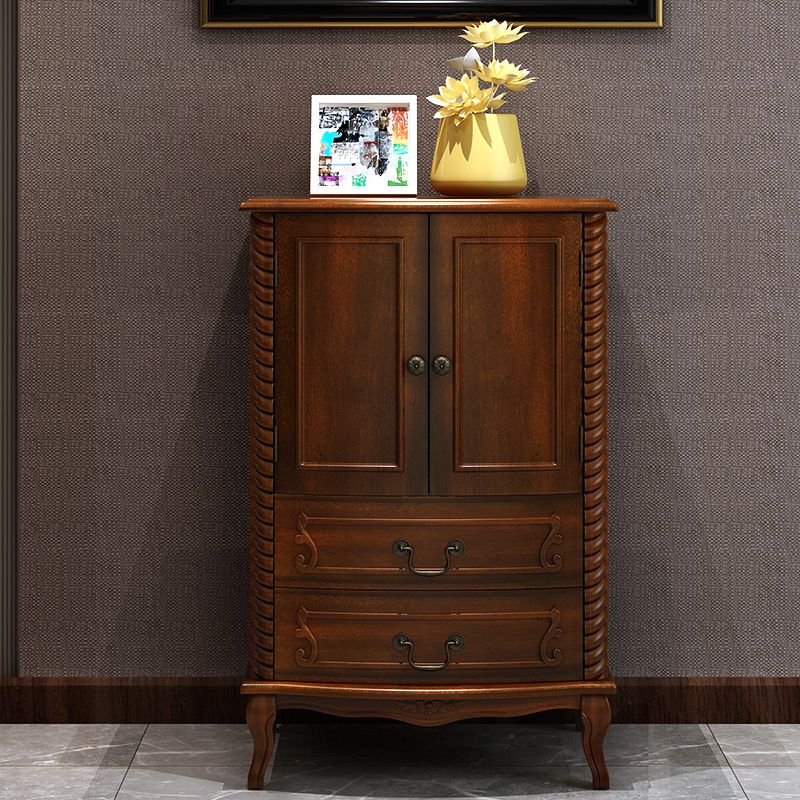 37.4'"Tall Brown Wooden Chest, Rectangle Accent Cabinet with Drawers