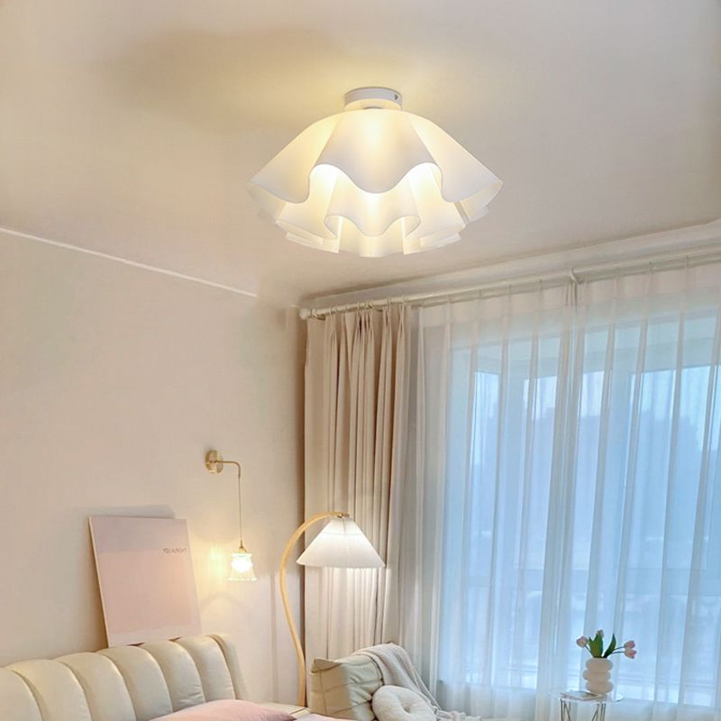 Flower Shape 1 - Light Flush Mount Light Iron and Acrylic Flush in White