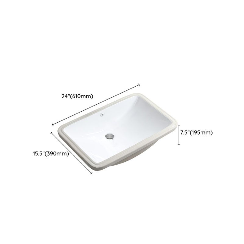 Modern Porcelain Bathroom Sink Undermount Bathroom Sink in White(Not Including Faucet)