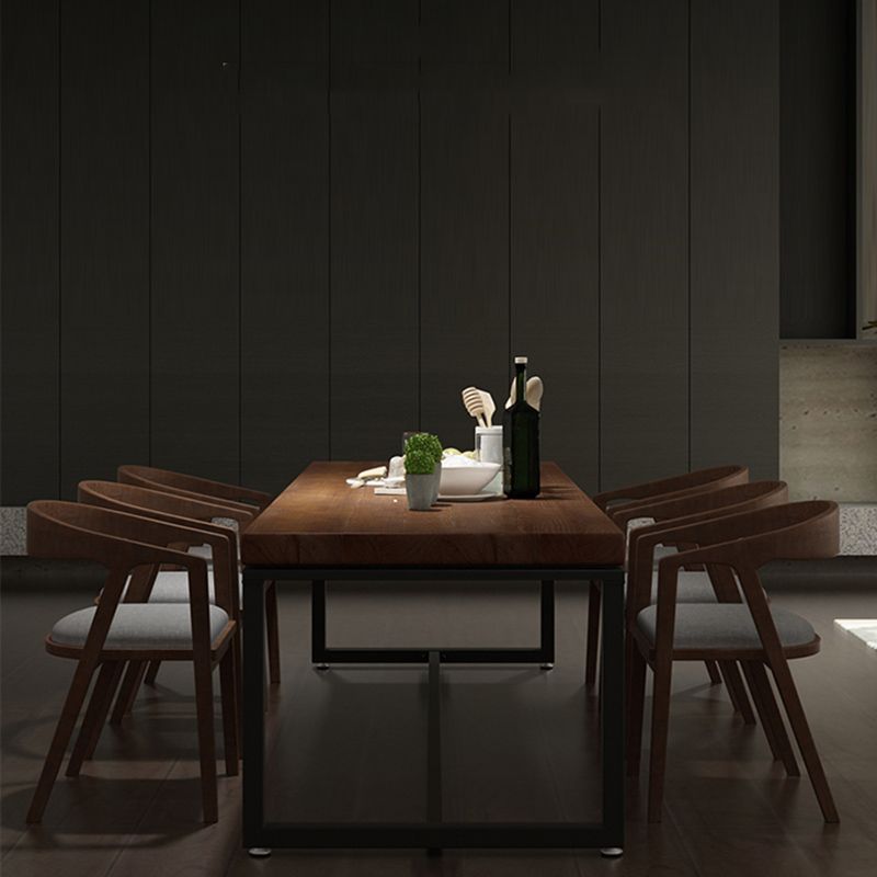 Contemporary 1/2/3/6/7 Pieces Furniture Rectangle Solid Wood Dining Table Set in Brown