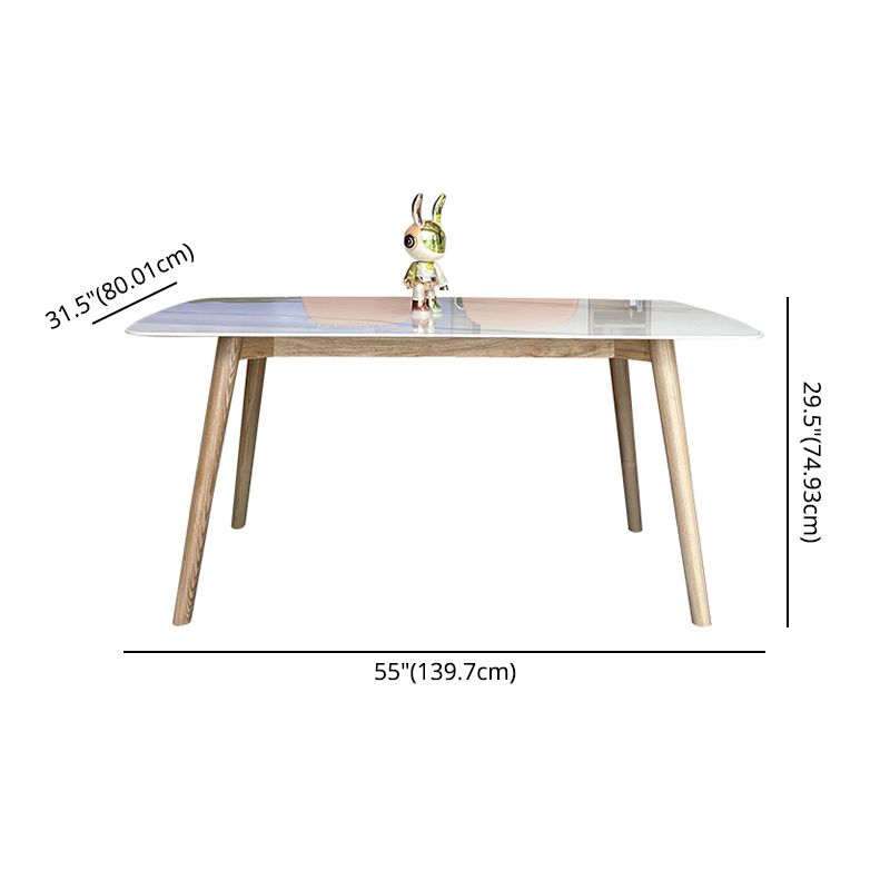 Scandinavian Sintered Stone White Dining Table Set Rectangle Home Use Dining Set