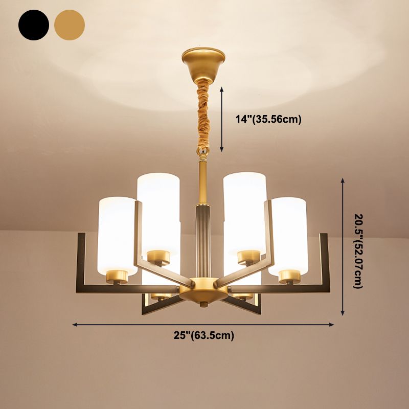 Modern Cylinder Chandelier Glass Multi Light Hanging Light for Bedroom