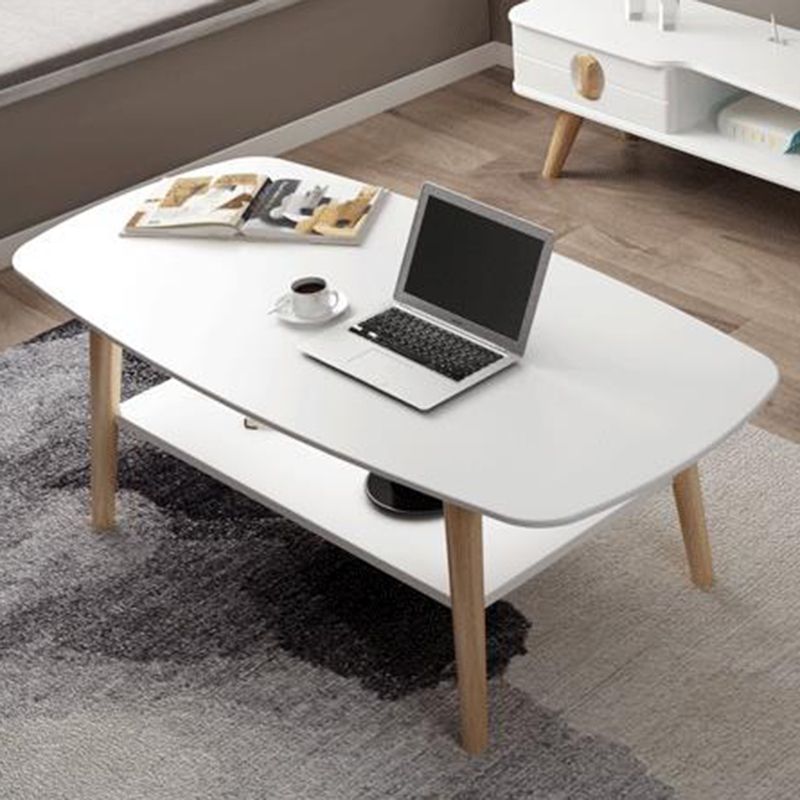 17.72" Tall Contemporary Style Coffee Cocktail Table Solid Wood Coffee Table