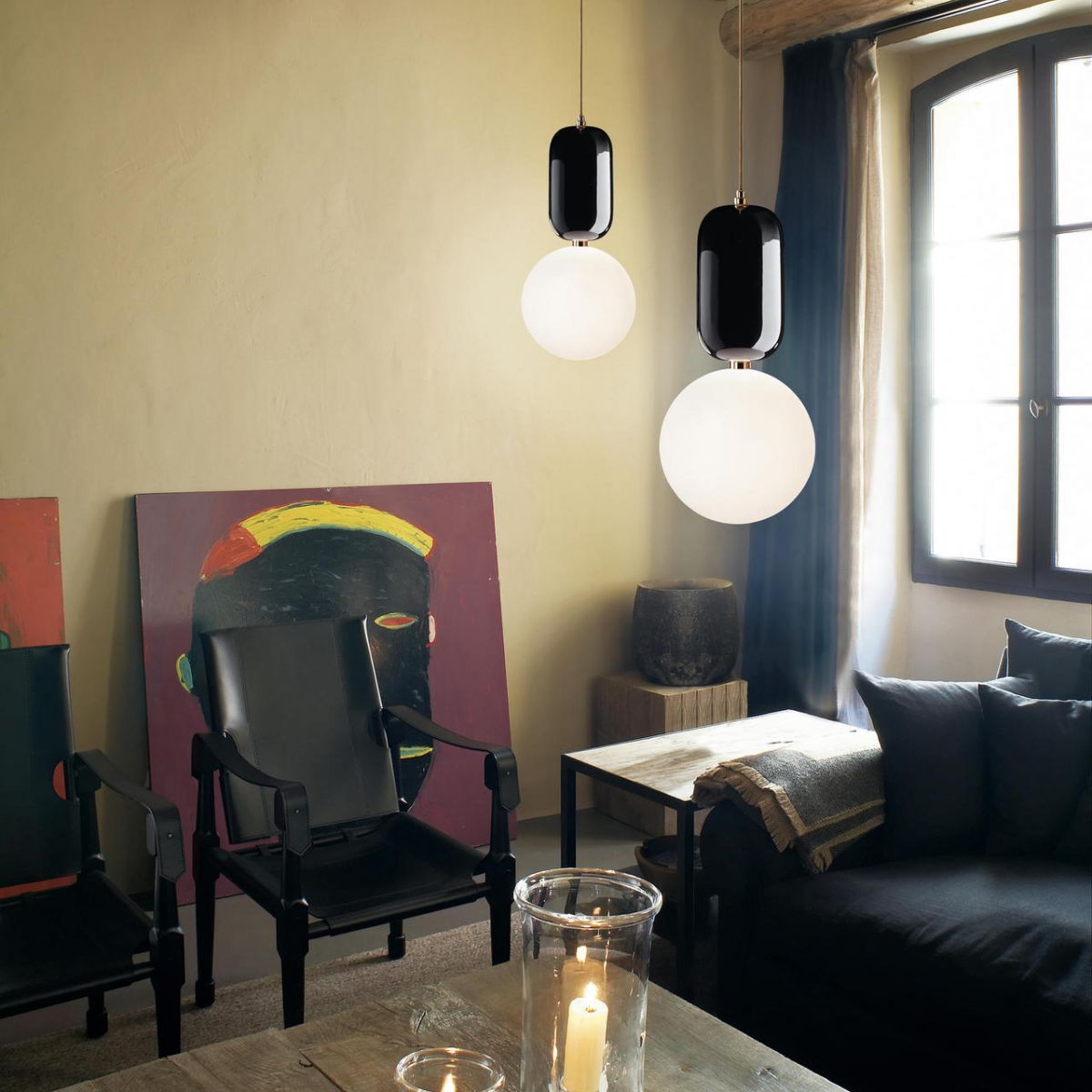 Lampada a sospensione minimalista a sospensione soggiorno con tonalità in vetro a sfera