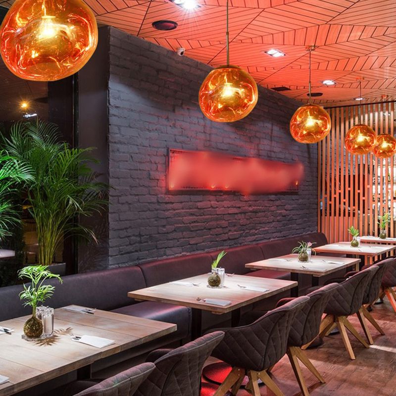 Contemporary Colorful Glass Hanging Light Creative Metallic Pendant Lighting Fixture