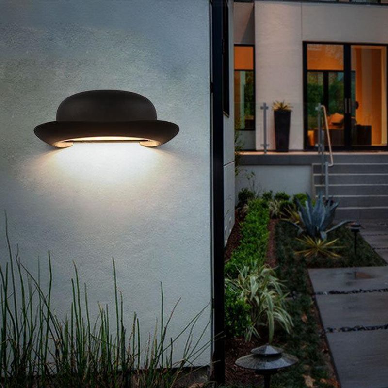 Hat Shape Wall Lamp Modern Style Metal 1 Light Wall Light in White/Black
