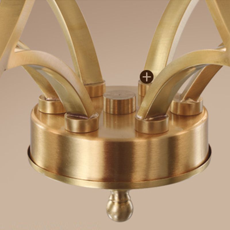 Copper Chandelier Light Fixtures American Style Multi-Head Bell Suspension Lamps for Living Room