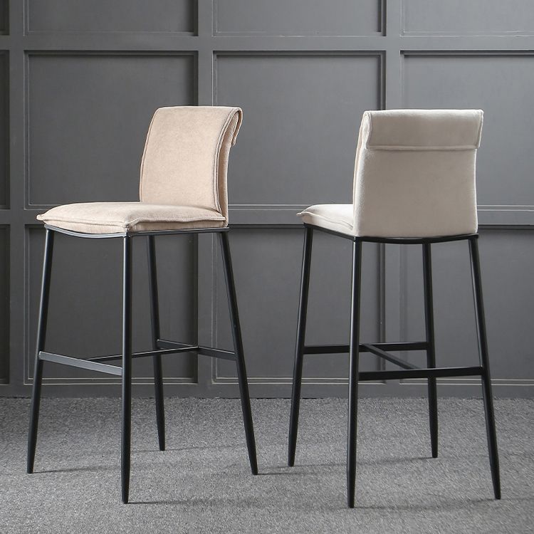 Minimalist Style Upholstered Fabric Barstools Backrest Bar Stools with Footrest