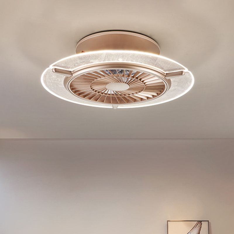 Gold/Silber -LED -Deckenlüfter Beleuchtung Modernismus Metall Rund/Sechseck Semi Flushmount für Wohnzimmer, 23,5 "breit