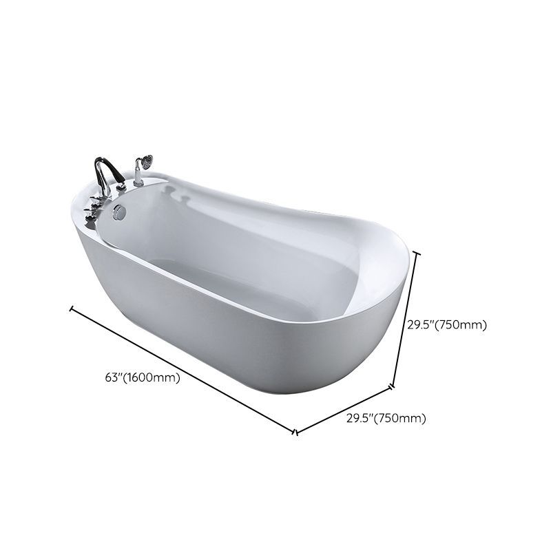 White Acrylic Oval Bathtub Soaking Freestanding Tub with Faucet