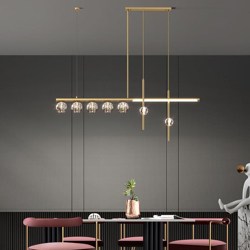 5/6/7/8-Light Kitchen Island Lighting Golden Modern LED Island Pendant Lighting