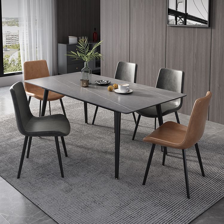 Modern Rectangle Dining Table Sintered Stone 4 Legs Table for Dining Room