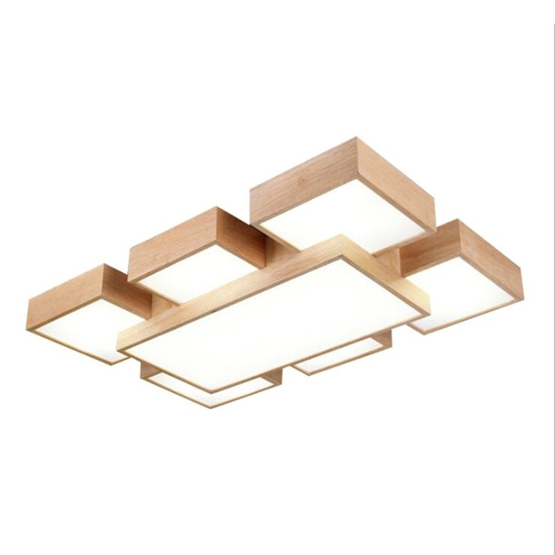 Spleißen von Quadraten Unterputzbeleuchtung Minimalismus Holz-LED-Deckenleuchte aus Holz