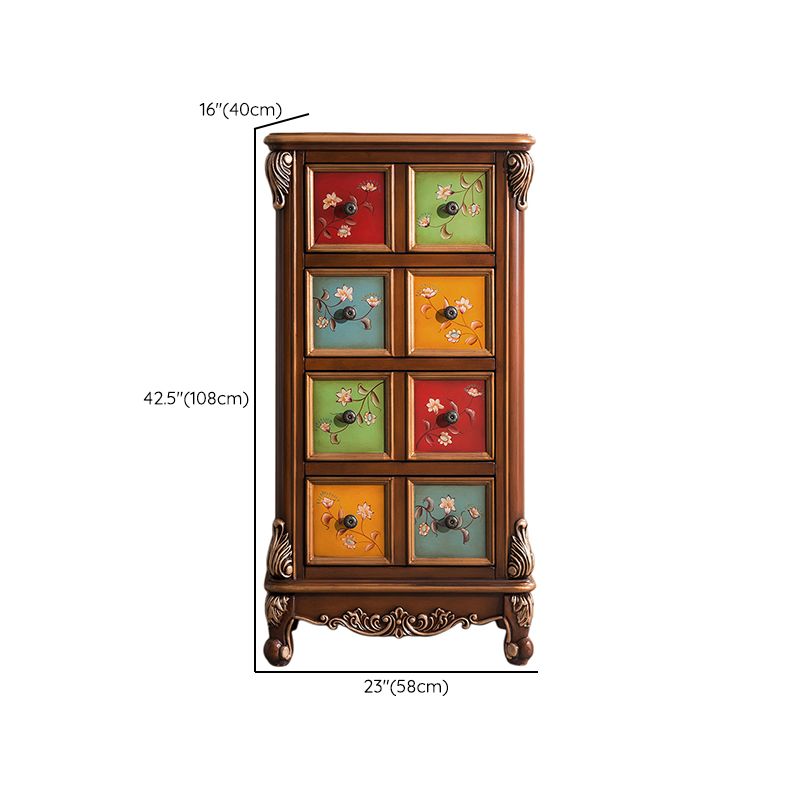 Traditional Wooden Storage Chest Bedroom Vertical Chest with Drawers