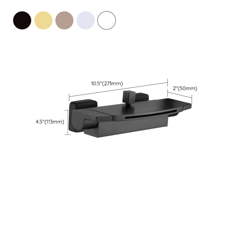 Wall Mounted Metal Tub Filler Low Arc Waterfall Double Handles Tub Faucet Trim