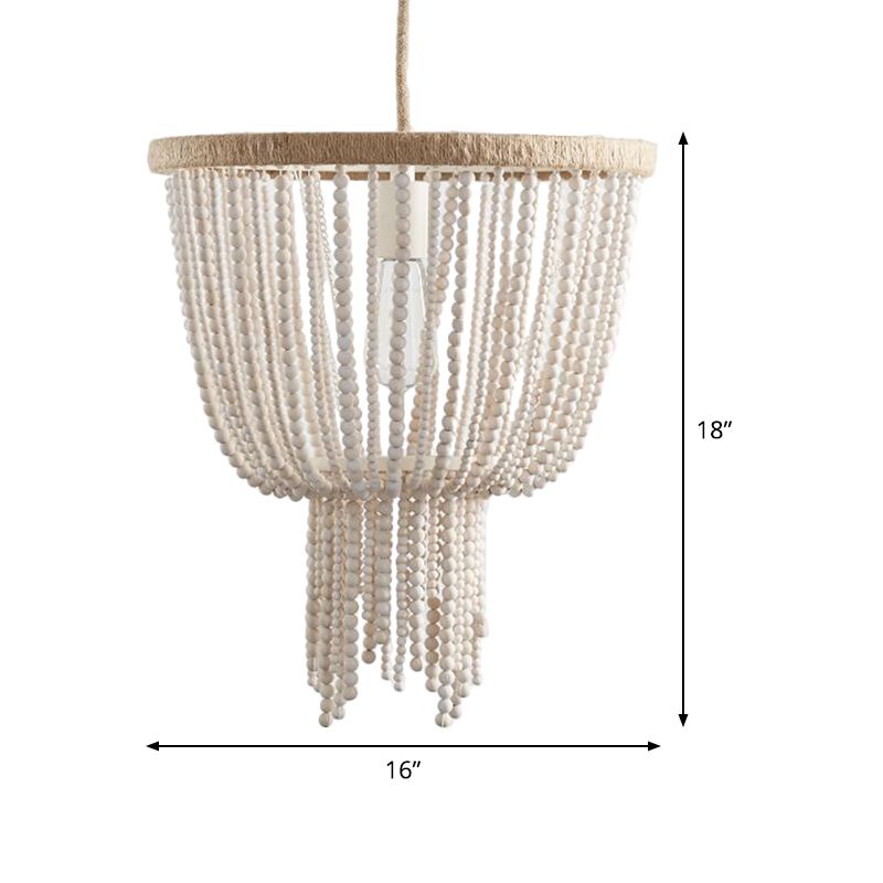 Dome Wood Dormitorio Candelera colgante Contemporánea 1 Cabeza Blanca Costil de techo Luz