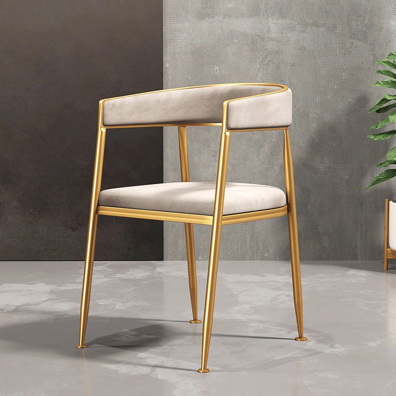 Silla lateral de comedor con respaldo abierto de estilo nórdico, tela de lino, silla sin brazos