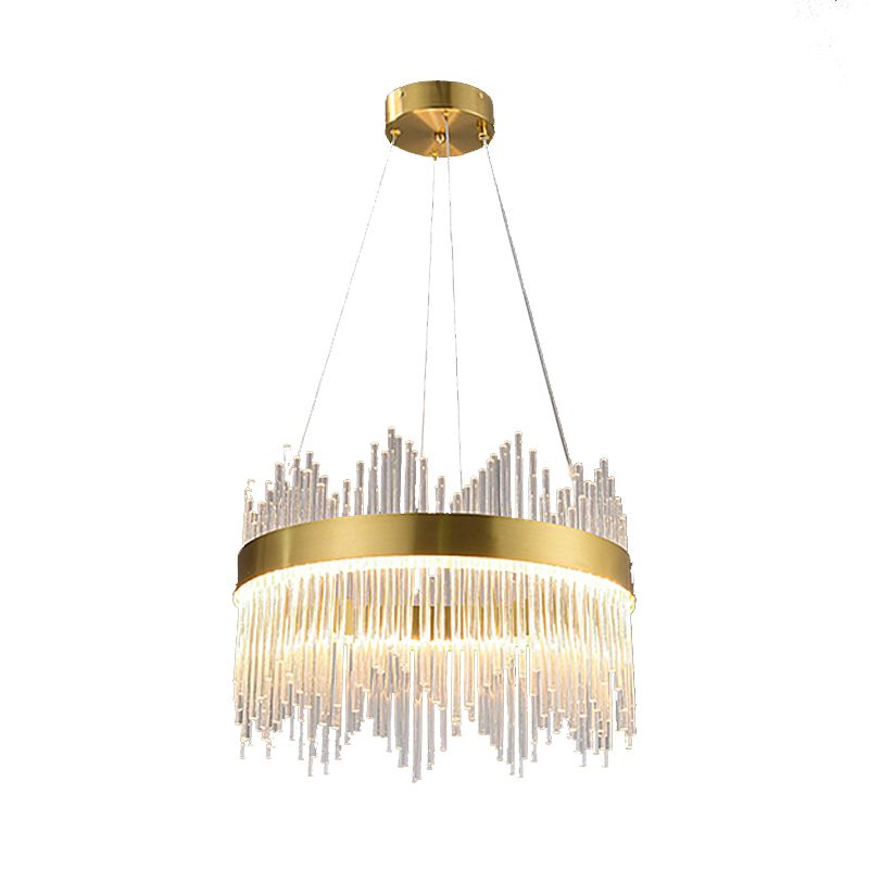 Candelera colgante de forma de rueda Crystal de estilo contemporáneo 1 Luz de lámpara de luz en oro