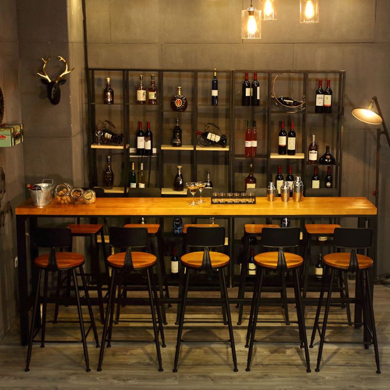 Modern Bar Table Set 1/6/11 Pieces Rectangle Wood Counter Table with High Stools for Bar