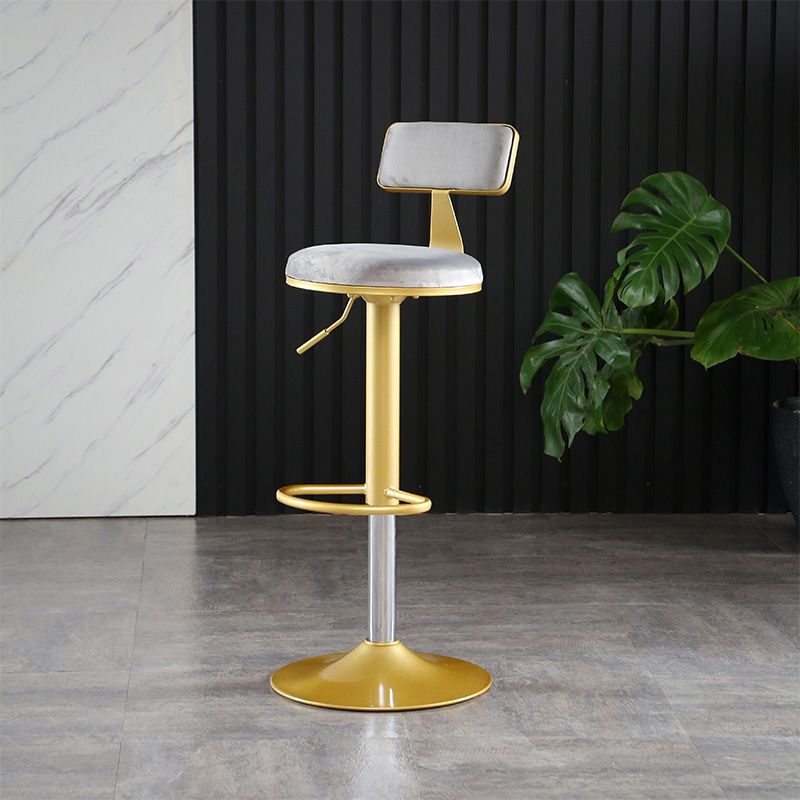 Glam Matte Finish Velvet Counter Stool Adjustable Height Footrest Barstool