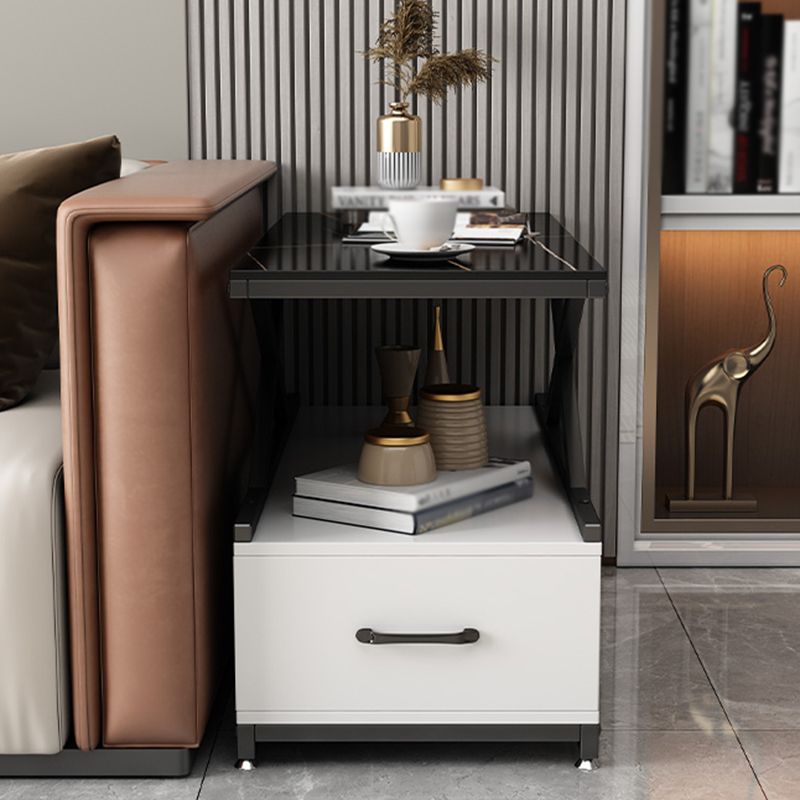 22.44" H Modern Rectangular End Table 1-Drawer Side Table with Shelves