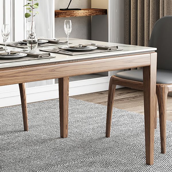 Mesa rectangular con tapa de piedra sinterizada en mesa moderna medieval blanca con 4 patas
