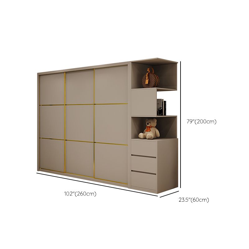 Contemporary Style Wardrobe Wooden Bedroom Wardrobe Closet with Clothes Rail