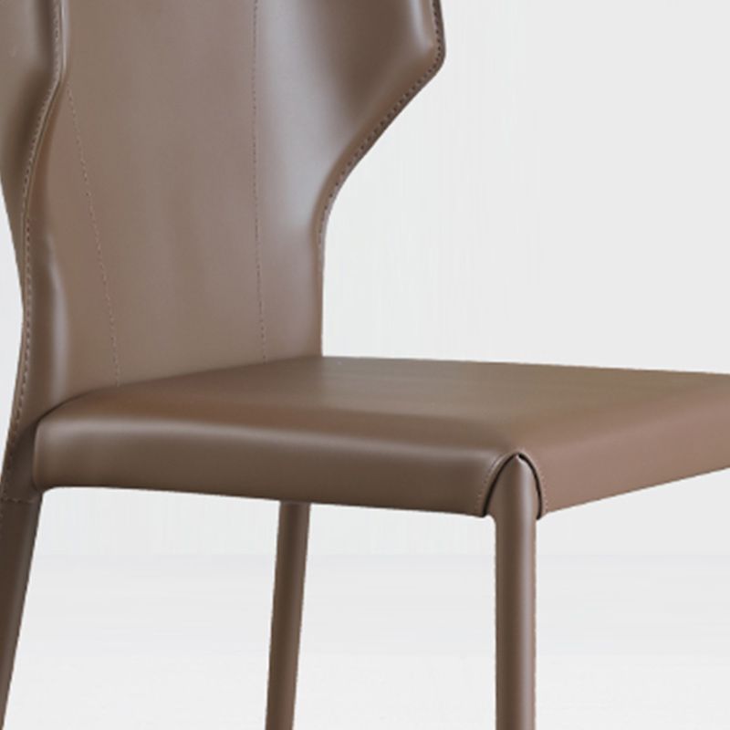Modern Wingback Dining Chairs Faux Leather Armless Side Chair