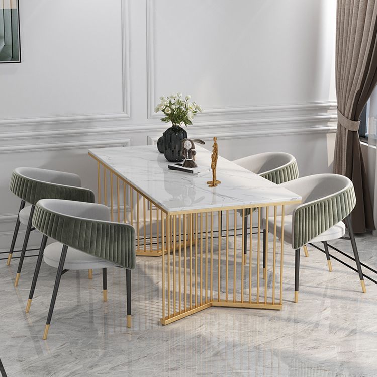 Glam 1/5/7 Pieces Dining Set Rectangle Stone Dining Table for Dining Room