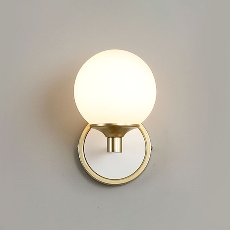 White Sphere Wall Light Sconce Modern Glass Wall Mount Light Fixture for Bedroom