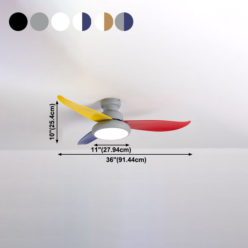 Luz de ventilador redondeo de dormitorio Luz de la sala de estar de metal LED Semi Flush Techo de techo de montaje
