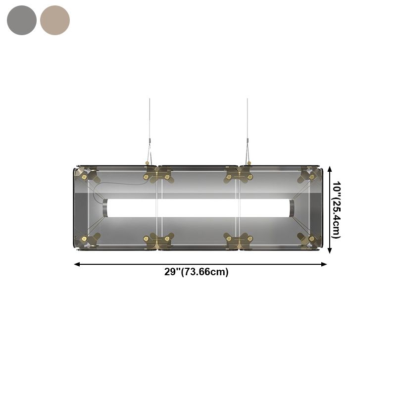 1-Light Island Lighting Ideas Modern Style Rectangular Shape Glass Hanging Light Fixtures