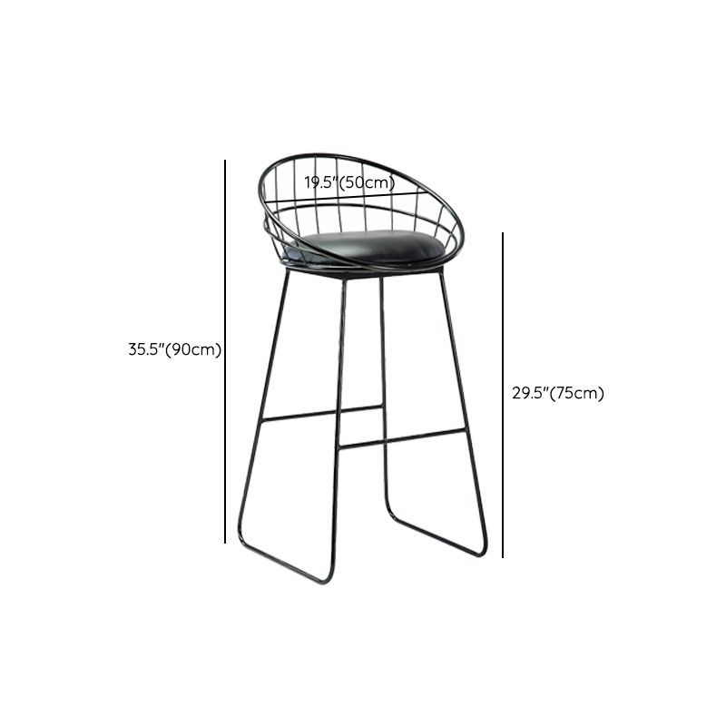 Black Metal Bar Stool Industrial Bar Height Armless Stool with Cushion