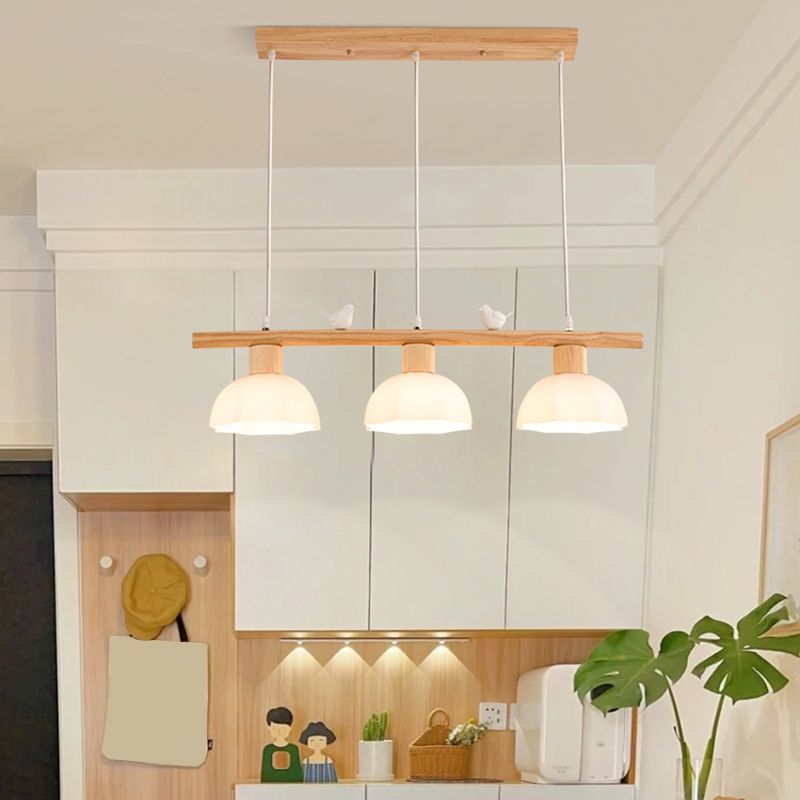 Modernism 3-Light Kitchen Island Lighting Beige Island Pendant Lighting