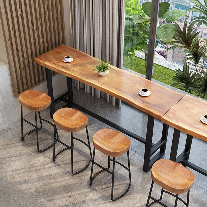 Contemporary Dining Stool Solid Wood Bar Stool with Footrest